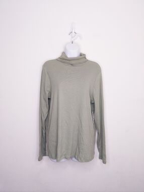 BP Nordstrom Ribbed Turtleneck Long Sleeve Top Sage Green Plus Size 3X